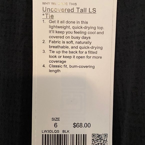 Lululemon Uncovered Tall Long Sleeve *Tie Back- NWT - Picture 6 of 9